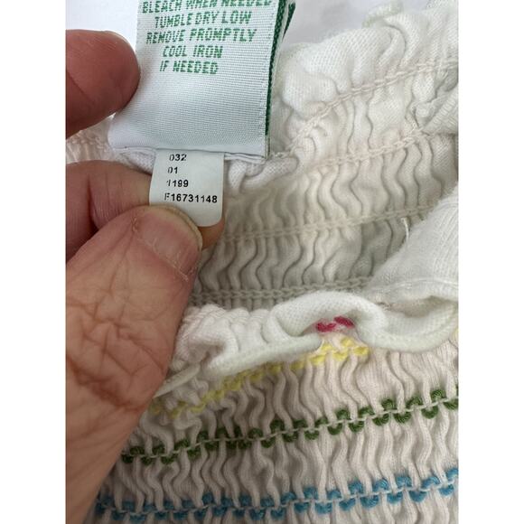 Vintage 90s Sun Dress 100% Cotton Ruffle Smocked Circa Girls Rainbow Size 7/8 - Picture 9 of 9